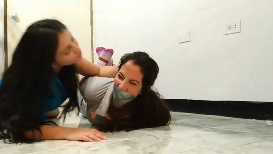 Young Grounded Girl Hogties And Gags Mad Latina MILF!