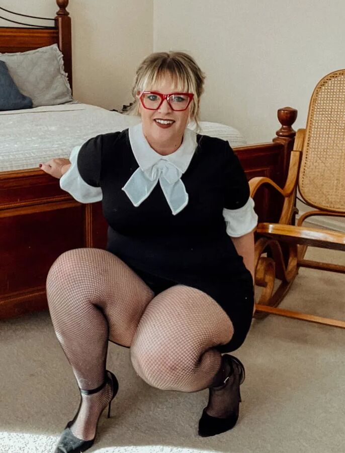 BBW Wednesday Addams Fish Nets and Heels