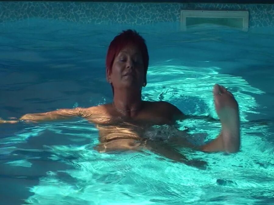 Naked swim in the pool