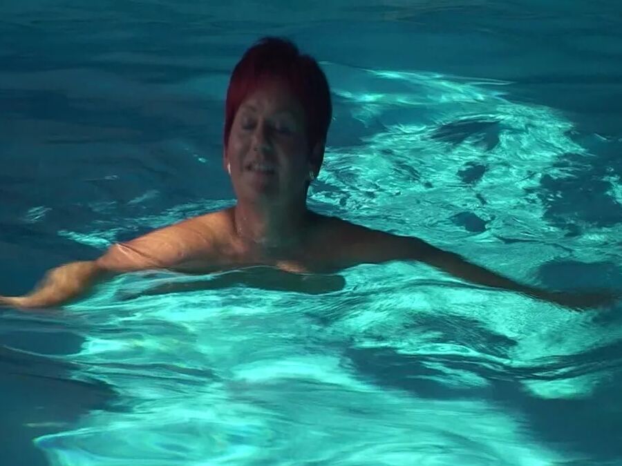 Naked swim in the pool