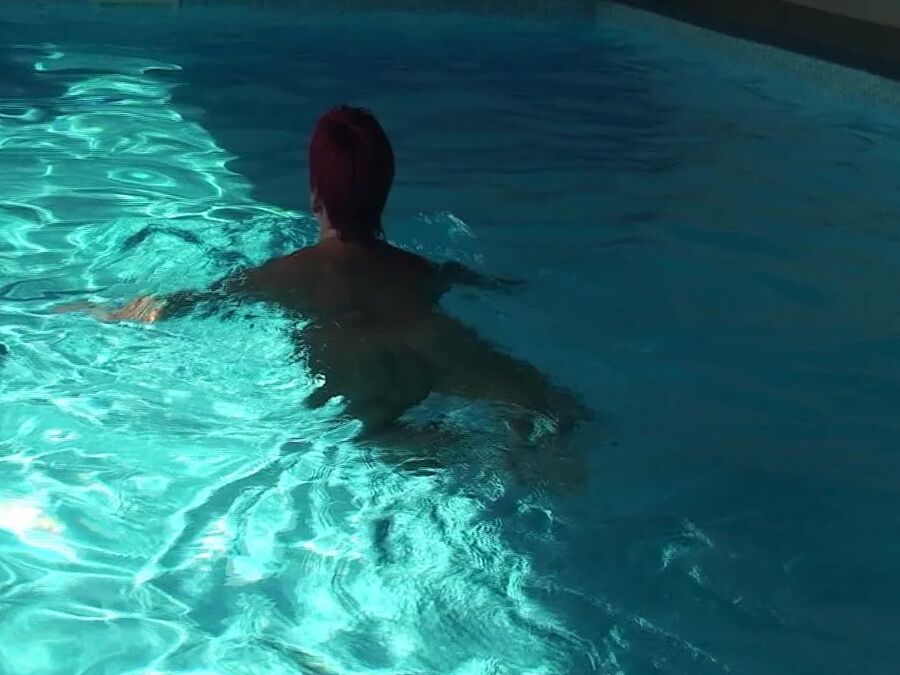 Naked swim in the pool