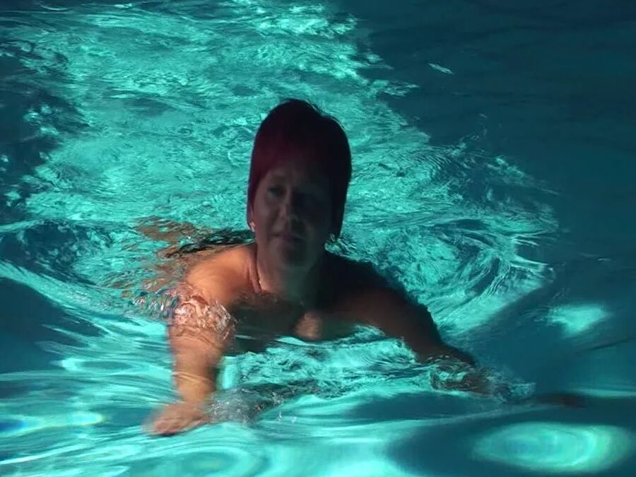 Naked swim in the pool