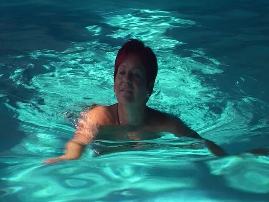 Naked swim in the pool