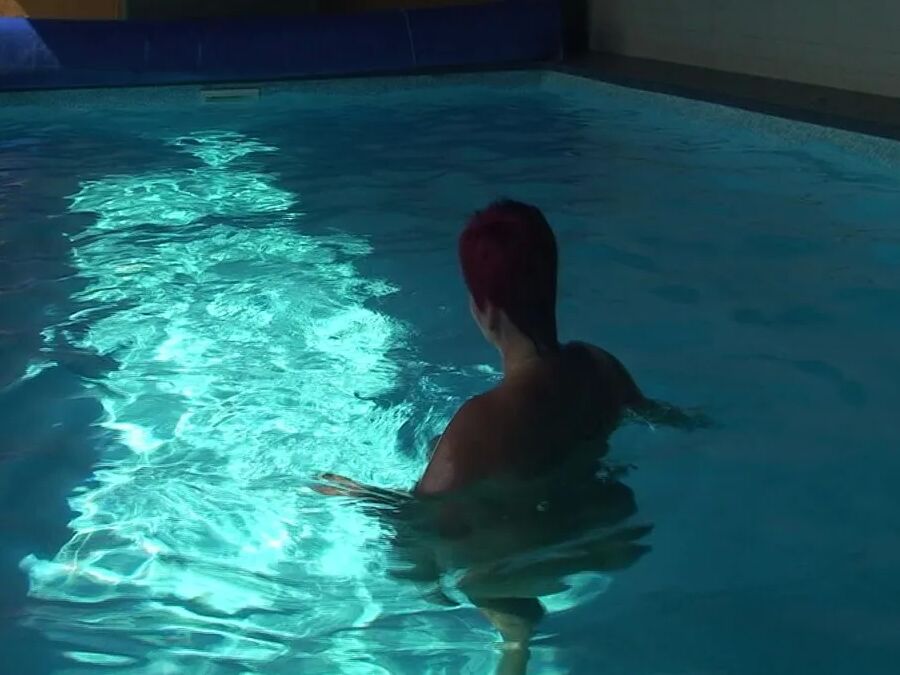 Naked swim in the pool