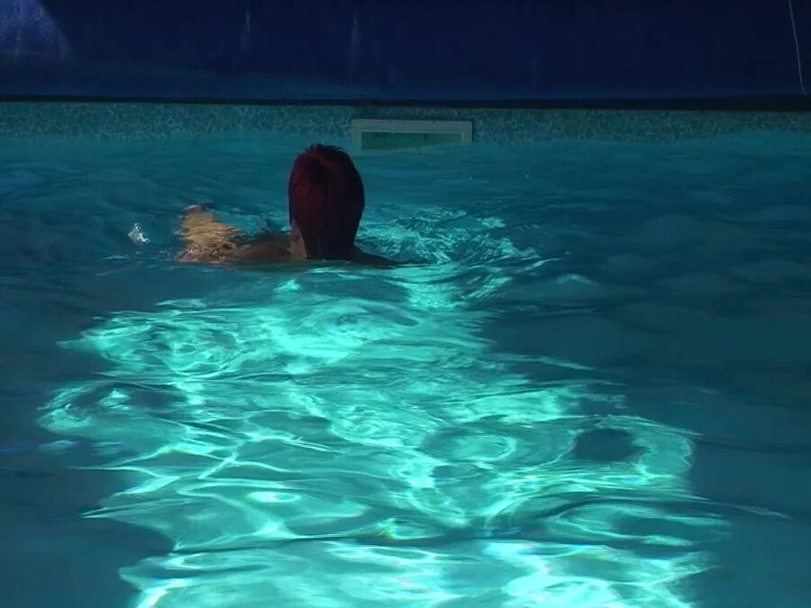 Naked swim in the pool