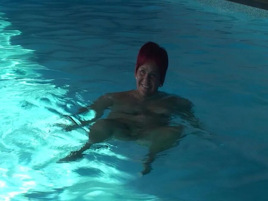 Naked swim in the pool