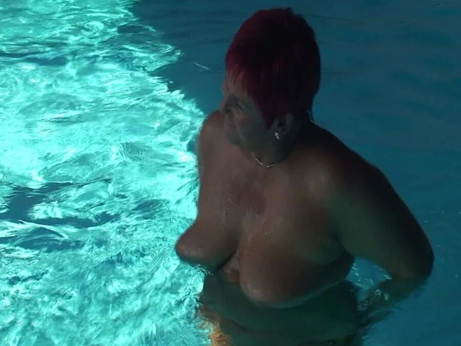 Naked swim in the pool