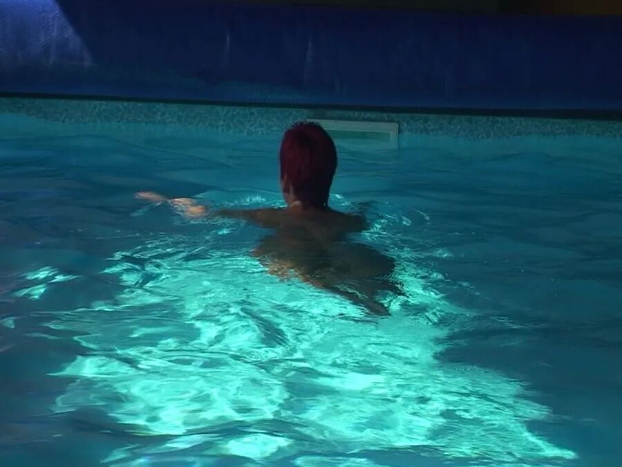 Naked swim in the pool