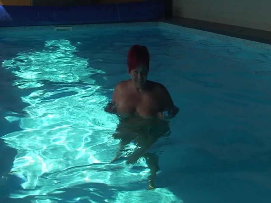 Naked swim in the pool