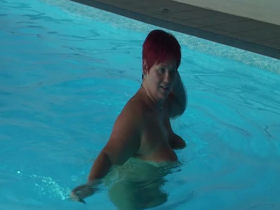 Naked swim in the pool