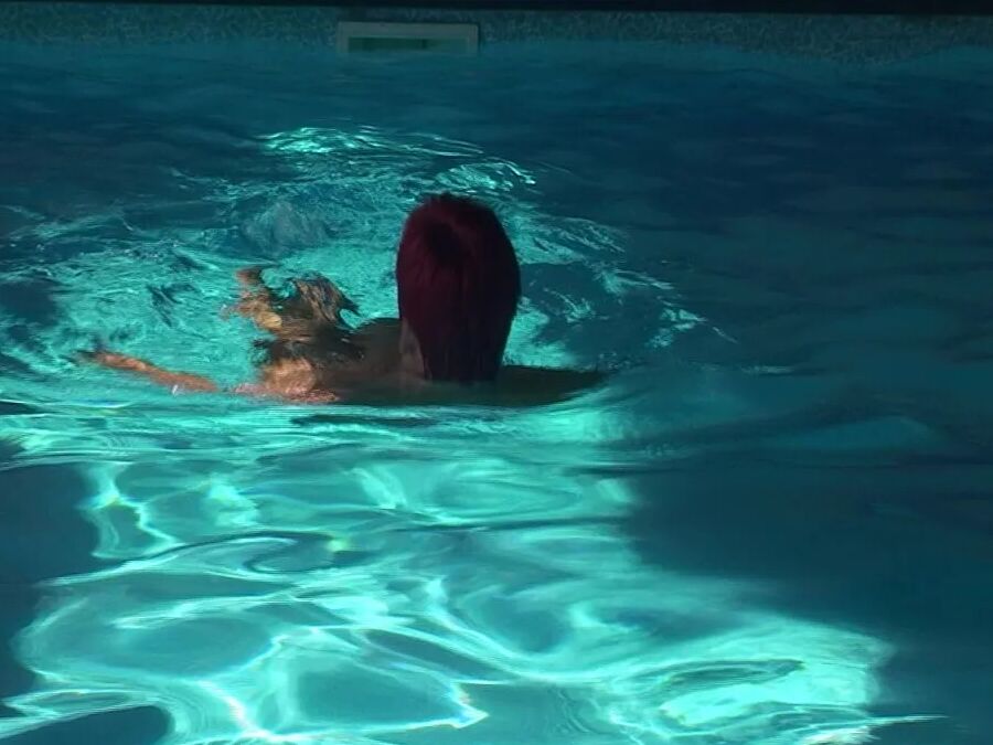 Naked swim in the pool