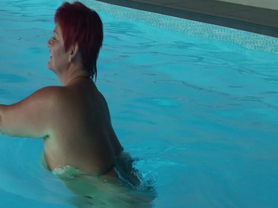 Naked swim in the pool