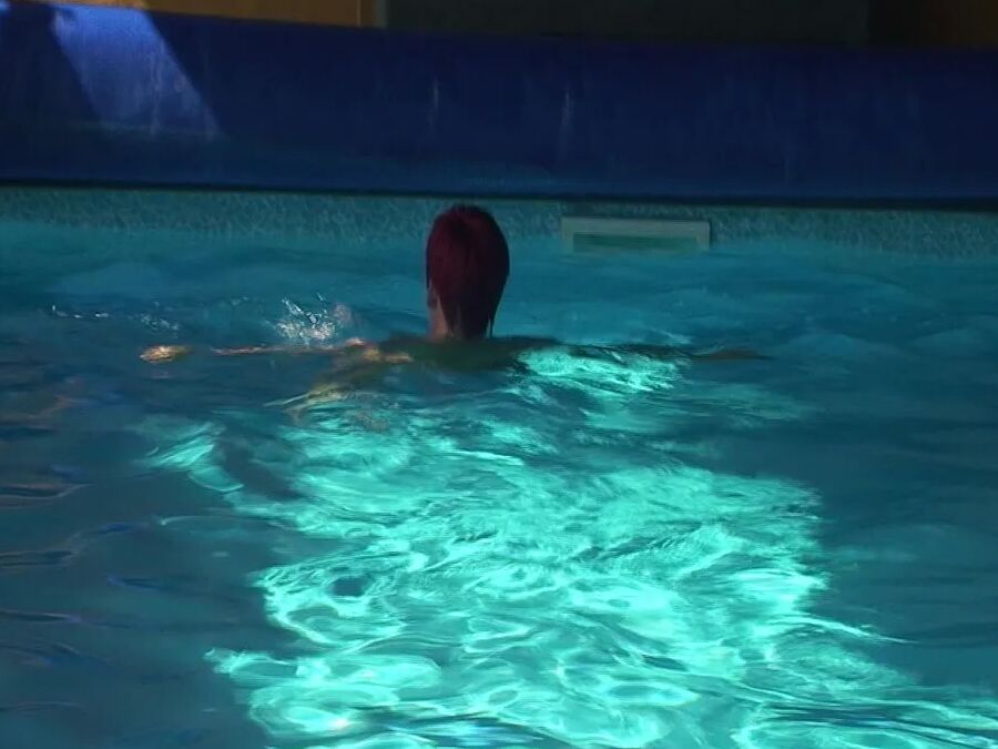Naked swim in the pool