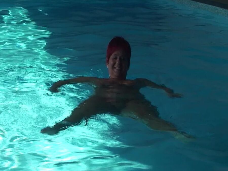 Naked swim in the pool