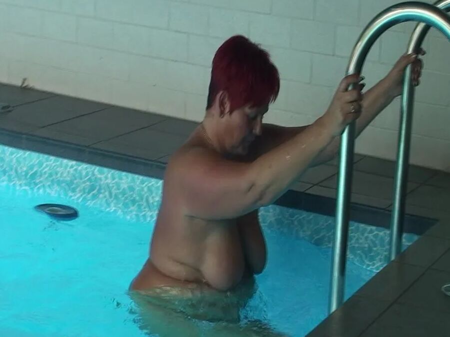 Naked swim in the pool