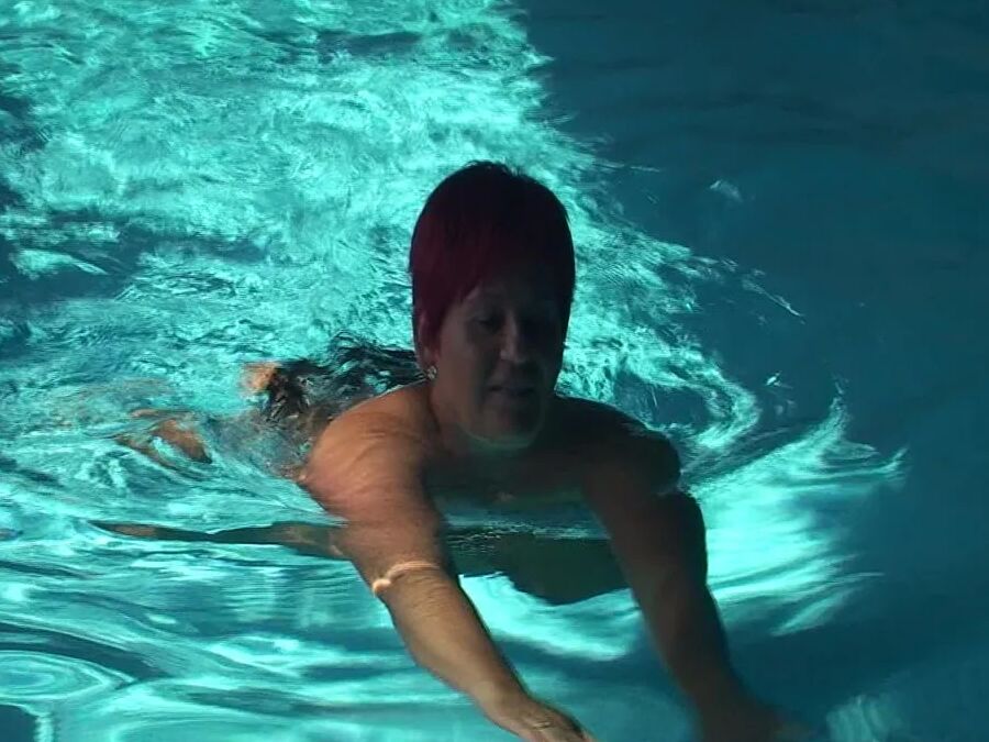 Naked swim in the pool