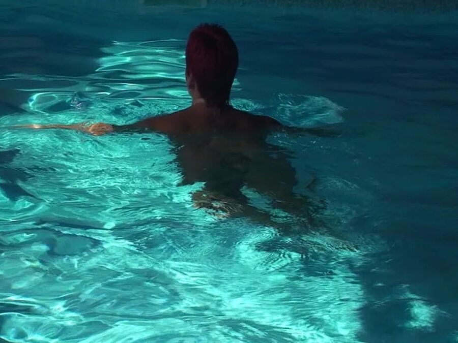 Naked swim in the pool