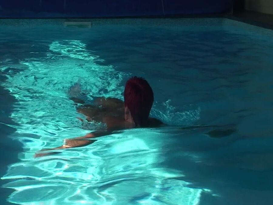 Naked swim in the pool
