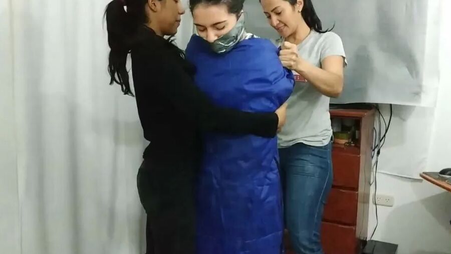 Sexy Girl Trapped In Ultra Tight Layered Mummification