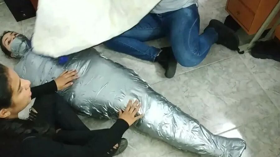 Sexy Girl Trapped In Ultra Tight Layered Mummification