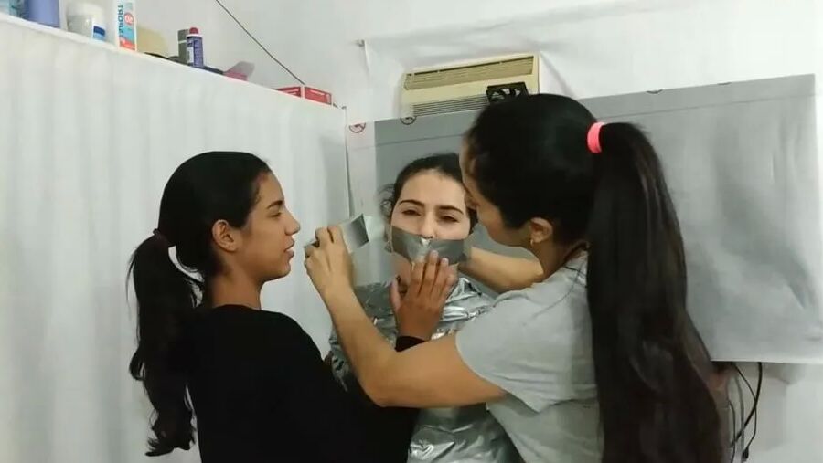 Sexy Girl Trapped In Ultra Tight Layered Mummification