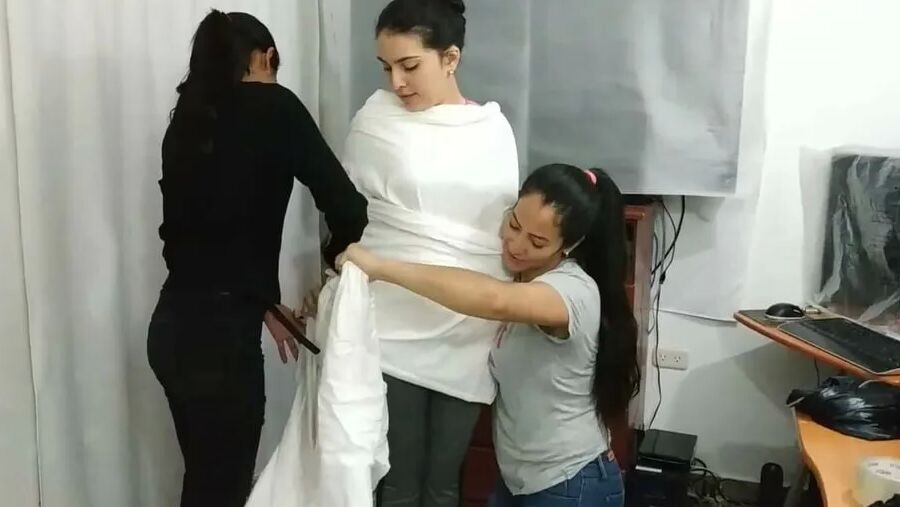 Sexy Girl Trapped In Ultra Tight Layered Mummification