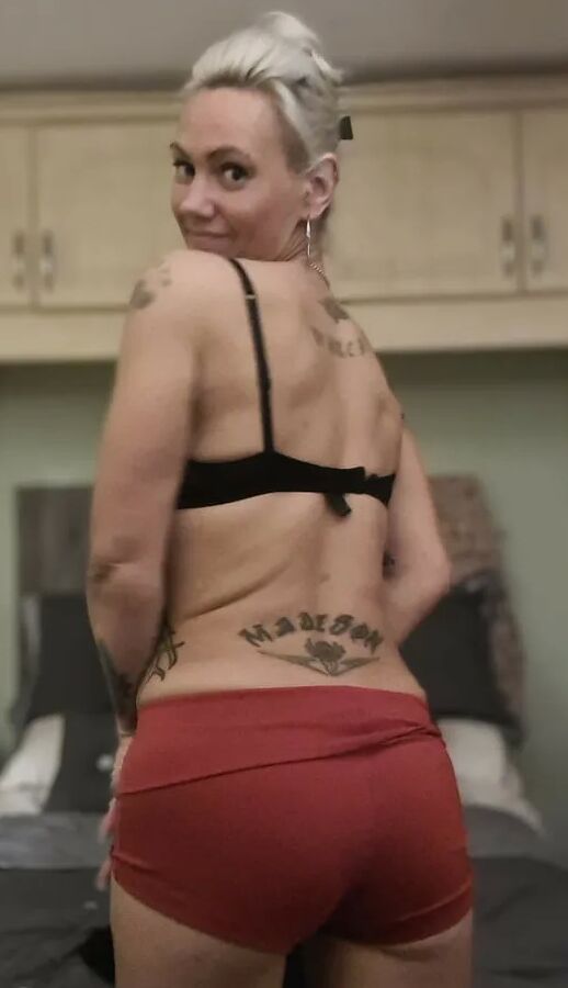 Blonde wife at home