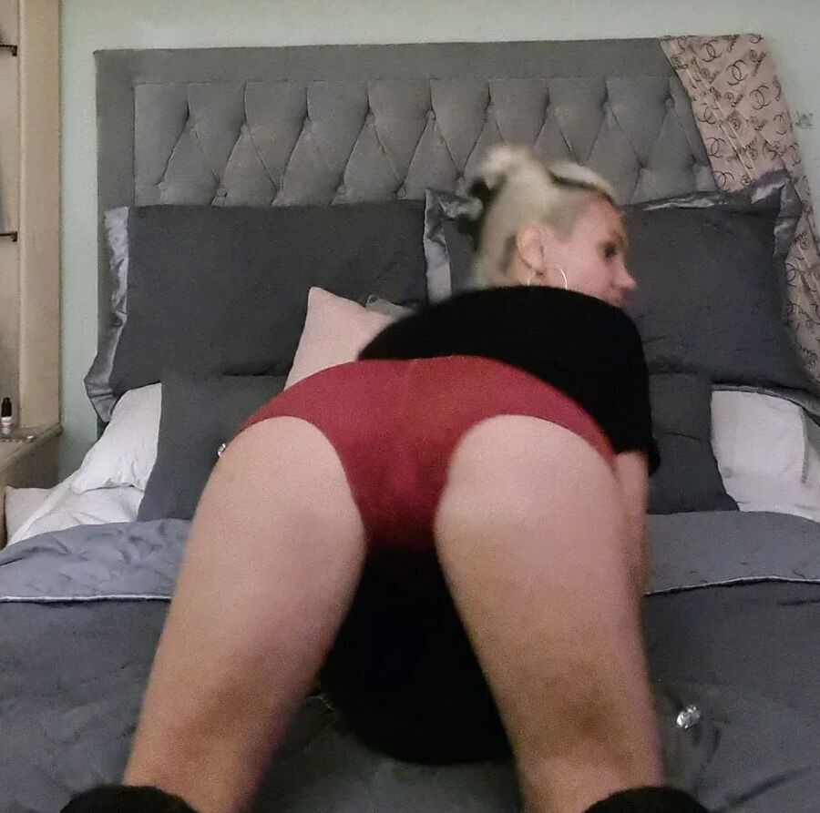 Blonde wife at home