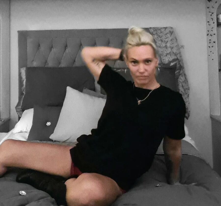 Blonde wife at home