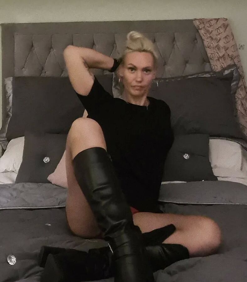 Blonde wife at home