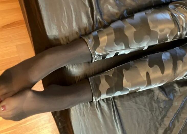 Black Leggings and Animal Print High Heels