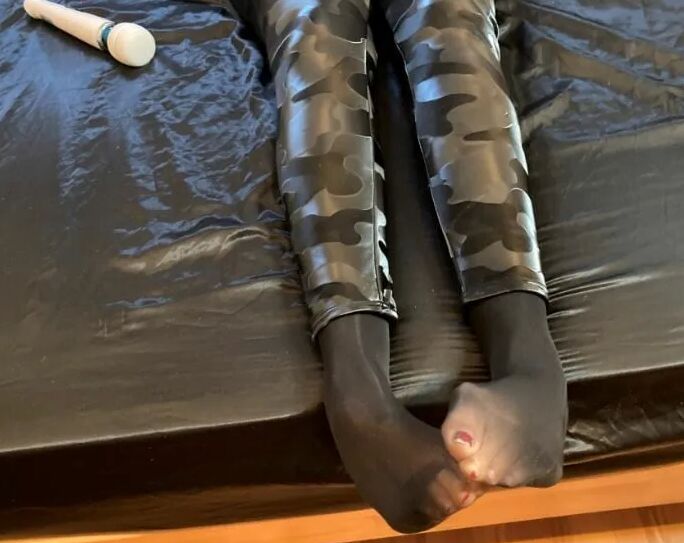 Black Leggings and Animal Print High Heels