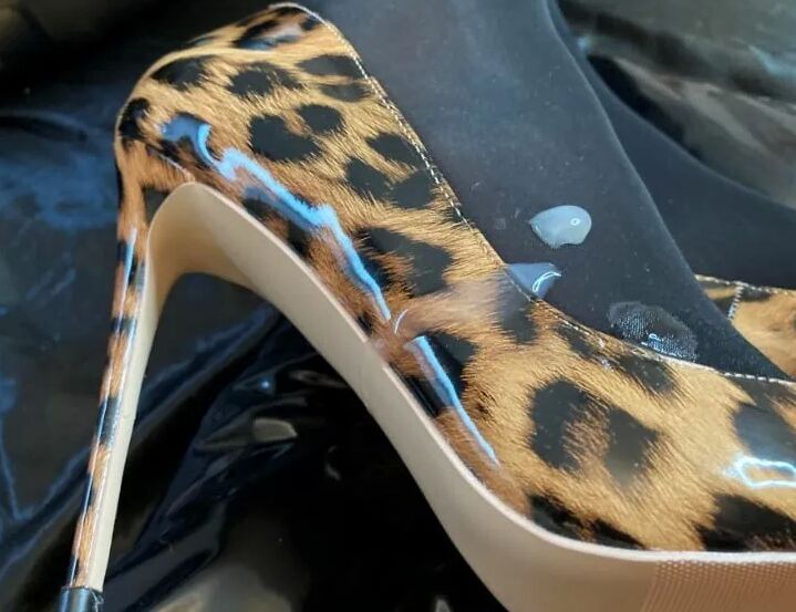 Black Leggings and Animal Print High Heels