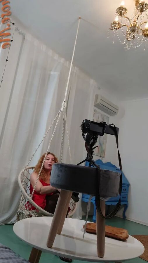 Blonde Mature Marta In Red Dress and Black Pantyhose