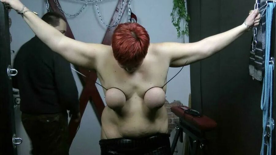 Tied breasts, ass spanked