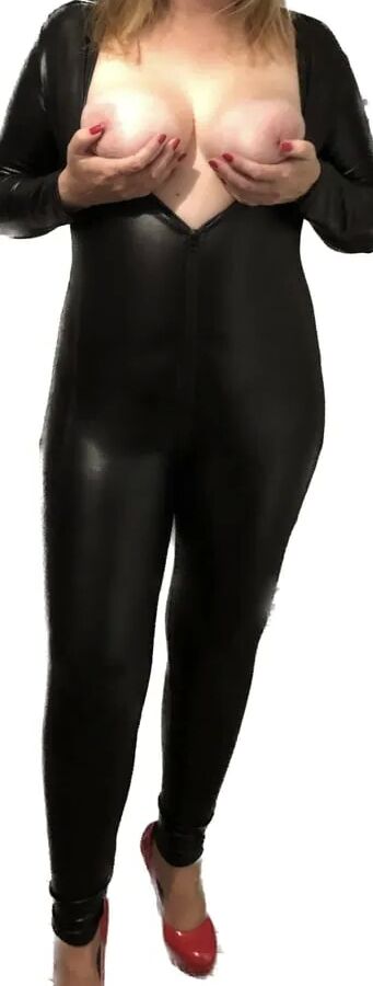 Stacey loves her tight PVC catsuit