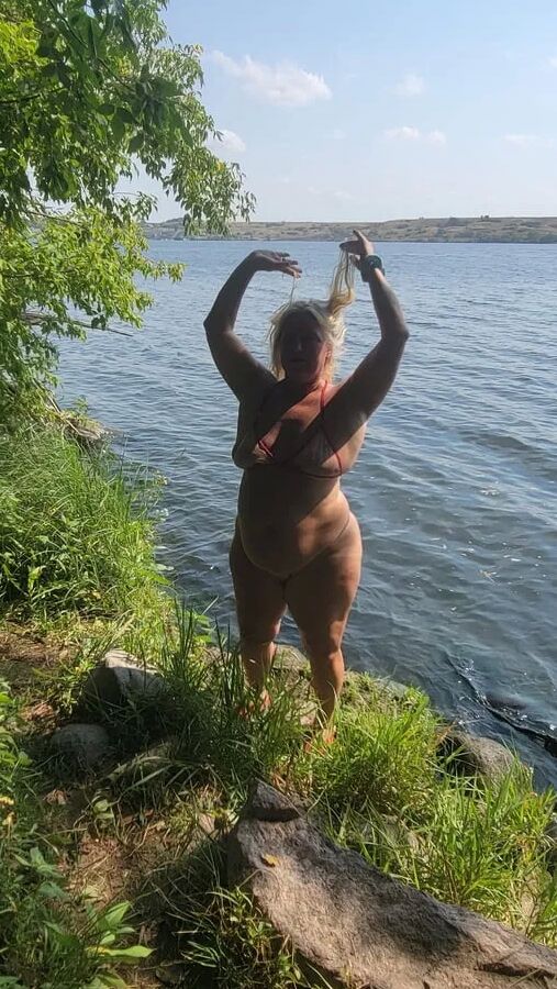 Blonde milf in swim wear