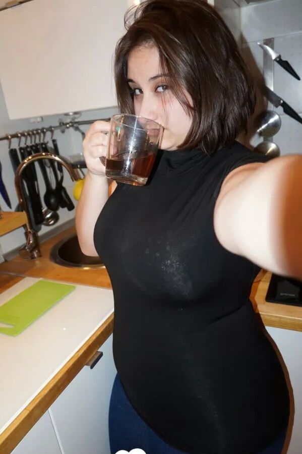Chubby amateur teases with her big tits