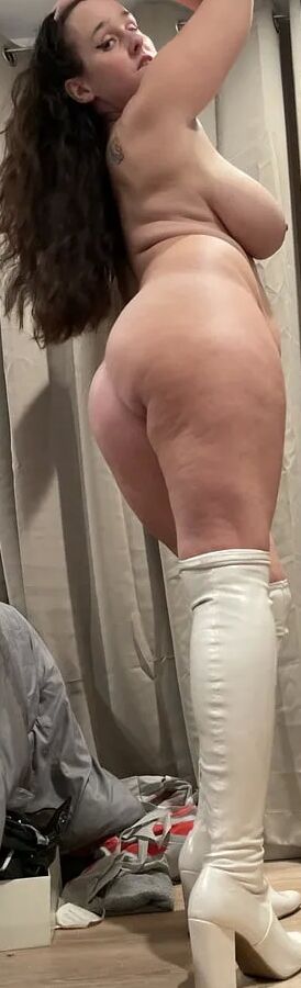 Sexy wife wearing white boots