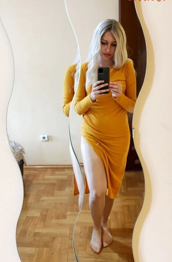 Bleach Blonde In Shiny White Pantyhose Selfies