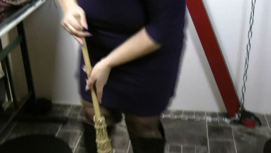 Spanking with the broomstick