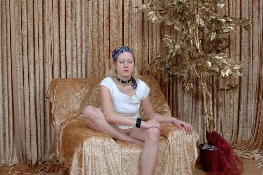 Crazy blonde teen Babsi B. masturbates with dildo