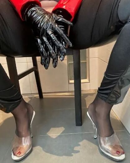 Clear High Heel Mules Pissing