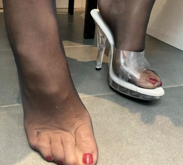 Clear High Heel Mules Pissing