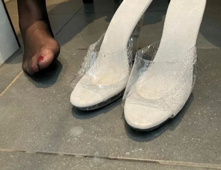 Clear High Heel Mules Pissing