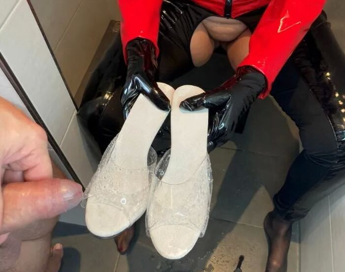 Clear High Heel Mules Pissing