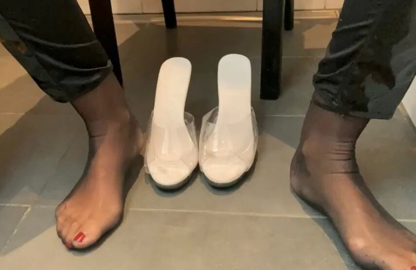Clear High Heel Mules Pissing