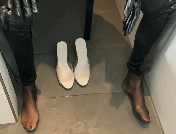 Clear High Heel Mules Pissing