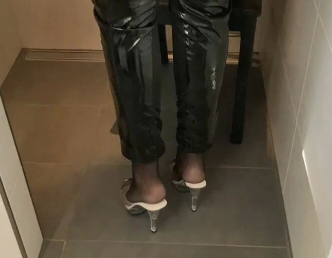Clear High Heel Mules Pissing