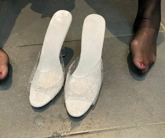 Clear High Heel Mules Pissing